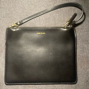 Anne Klein Black Leather Clutch Bag!